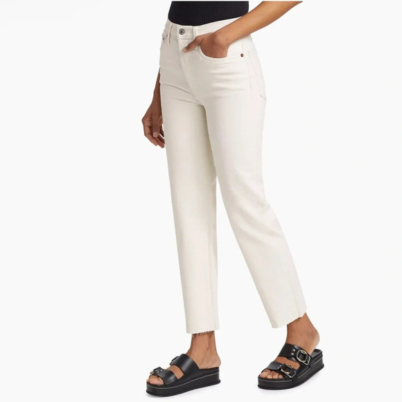 RE/DONE 70s Stove Pipe High Rise Straight Ankle Jeans Vintage White Size 31 - Picture 1 of 14